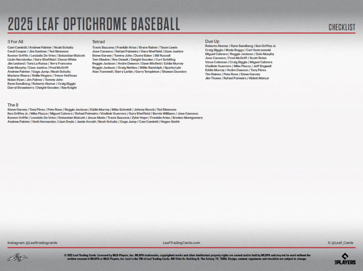 2025 Leaf Optichrome Baseball Hobby - Image 23